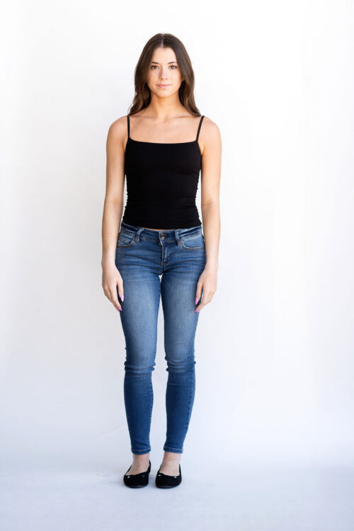 full length photo of older teen girl on white background for central casting
